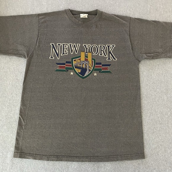 Other - Vintage 90s New York City Shirt Men Medium Manhattan Skyline Art USA Twin Towers